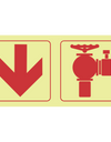 SABS Arrow down, fire hydrant photoluminescent (glow in the dark) safety sign SABS - F15