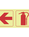 Arrow left, fire extinguisher photoluminescent (Glow in the dark) safety sign SABS - F16