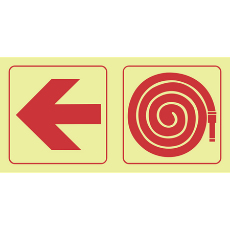 Arrow left, fire hose reel photoluminescent (Glow in the dark) safety sign SABS - F17
