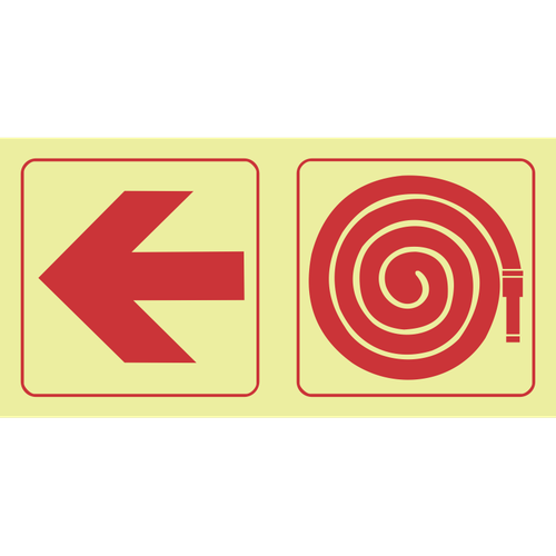 Arrow left, fire hose reel photoluminescent (Glow in the dark) safety sign SABS - F17