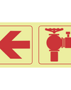 Arrow left, fire hydrant photoluminescent (Glow in the dark) safety sign SABS - F18