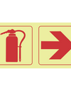 Fire extinguisher, arrow right photoluminescent (Glow in the dark) safety sign SABS - F19