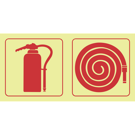 Fire extinguisher, fire hose reel photoluminescent (Glow in the dark) safety sign SABS - F22