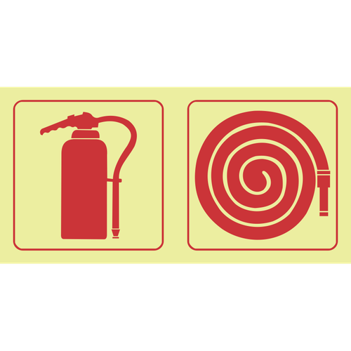 Fire extinguisher, fire hose reel photoluminescent (Glow in the dark) safety sign SABS - F22