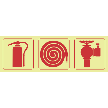 Fire extinguisher, fire hose reel, fire hydrant photoluminescent (Glow in the dark)  safety sign SABS - F23