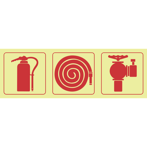 Fire extinguisher, fire hose reel, fire hydrant photoluminescent (Glow in the dark)  safety sign SABS - F23