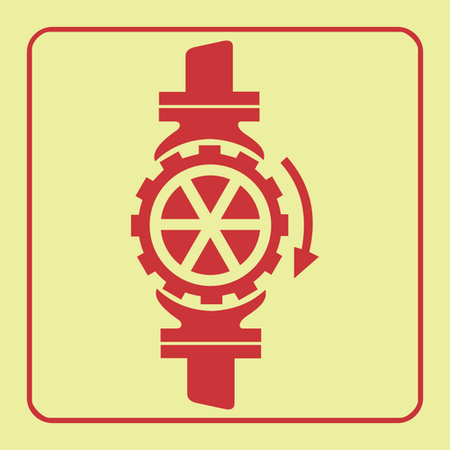 Sprinkler stop valve photoluminescent (Glow in the dark) safety sign SABS - F32