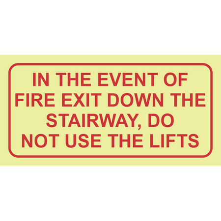 In the event of a fire use stairway photoluminescent (Glow in the dark) safety sign SABS - F39