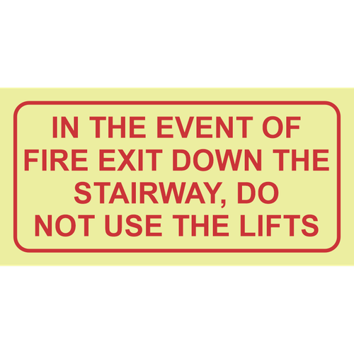 In the event of a fire use stairway photoluminescent (Glow in the dark) safety sign SABS - F39