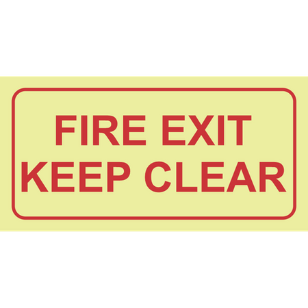 Fire exit keep clear photoluminescent (Glow in the dark) safety sign SABS - F45