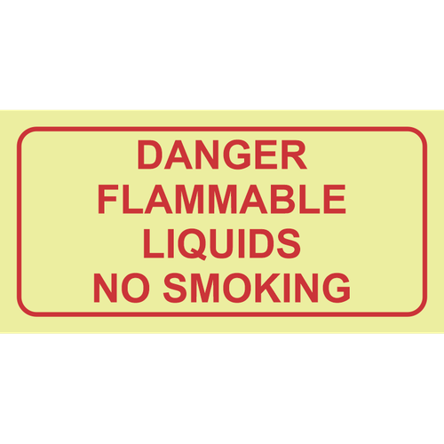 Danger flammable liquids photoluminescent (Glow in the dark) safety sign SABS - F46