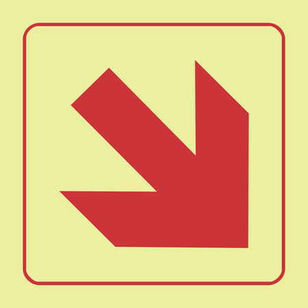 Diagonal arrow photoluminescent (Glow in the dark)  safety sign SABS - F51