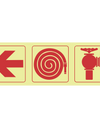 Arrow left, fire hose reel, fire hydrant photoluminescent (Glow in the dark) safety sign SABS - F8