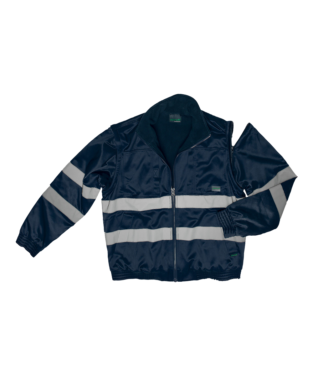 Hi-Vis Fleece Lined Bomber Jacket - Detachable sleeves - Javlin