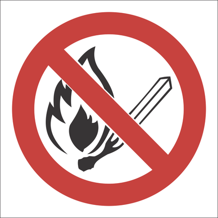No open flames sign SABS - PV2