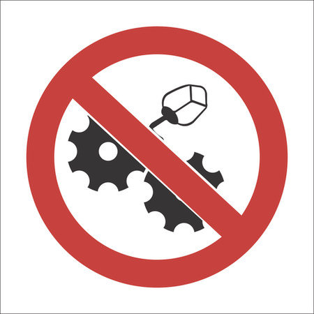 No oiling or washing while in motion sign SABS - PV35