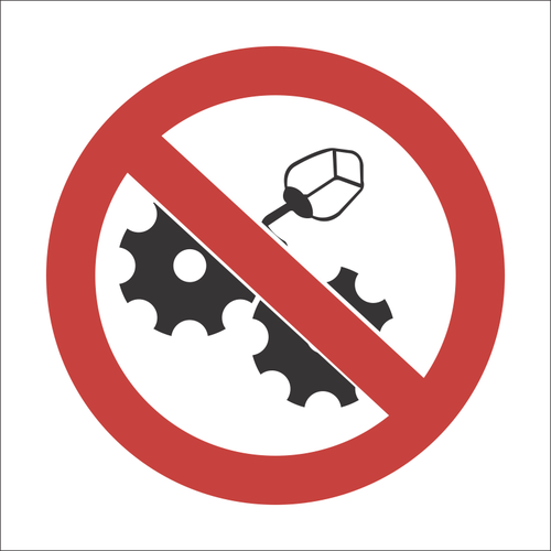 No oiling or washing while in motion sign SABS - PV35