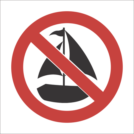 Sailing prohibited sign SABS - PV39