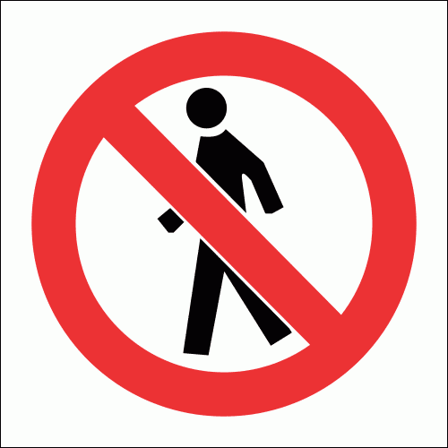 No throughfare no walking sign SABS - PV3