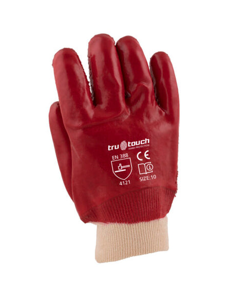 REBEL Tru Touch Red PVC Heavy Duty Gloves Rough Palm