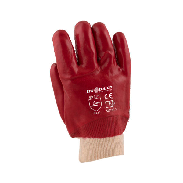 REBEL Tru Touch Red PVC Heavy Duty Gloves Rough Palm