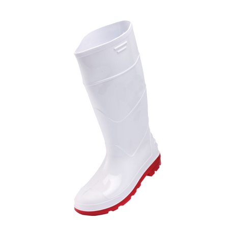 Pioneer Gumboots white with red sole - NSTC Non Steel toe cap