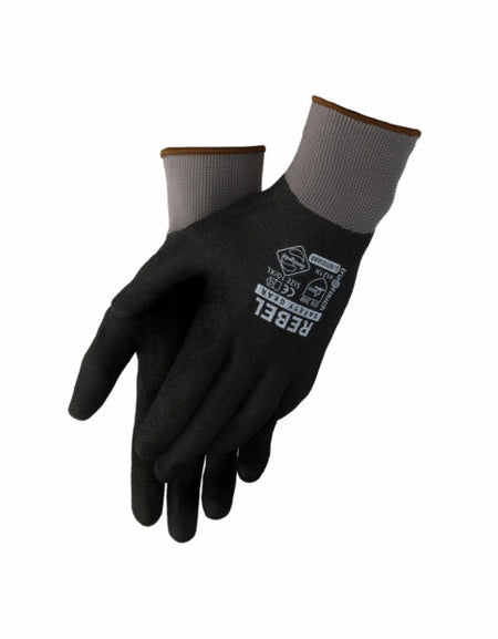 REBEL Tru Touch Black Full Dip Sandy Nitrile Gloves