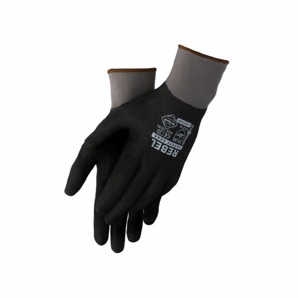 REBEL Tru Touch Black Full Dip Sandy Nitrile Gloves