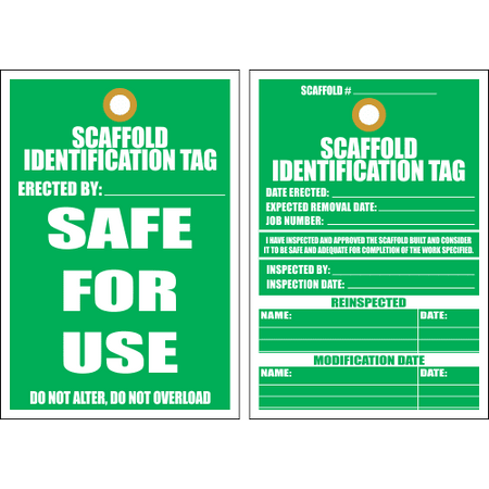 Scaffold safe to use sign Identification Tag