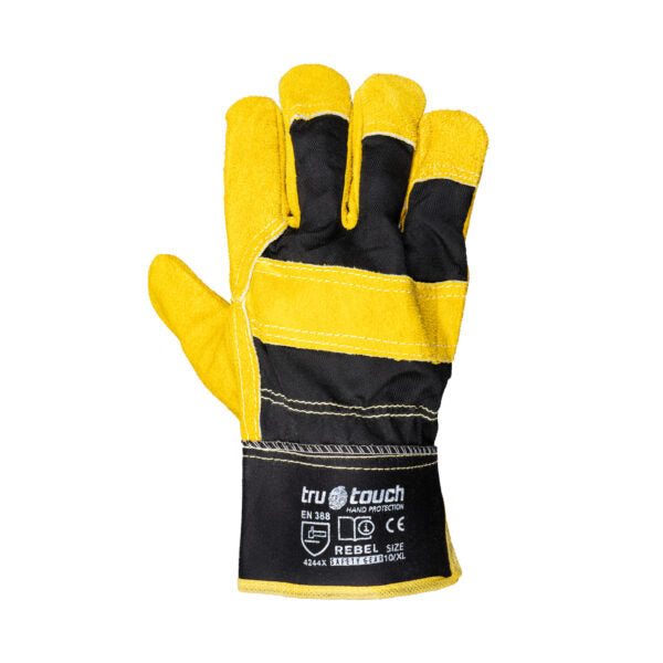 REBEL Tru Touch Chrome Leather Yellow Candy Superior Wrist Gloves