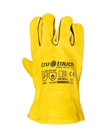 REBEL Tru Touch Yellow Lined Welders Superior Wrist Length Gloves