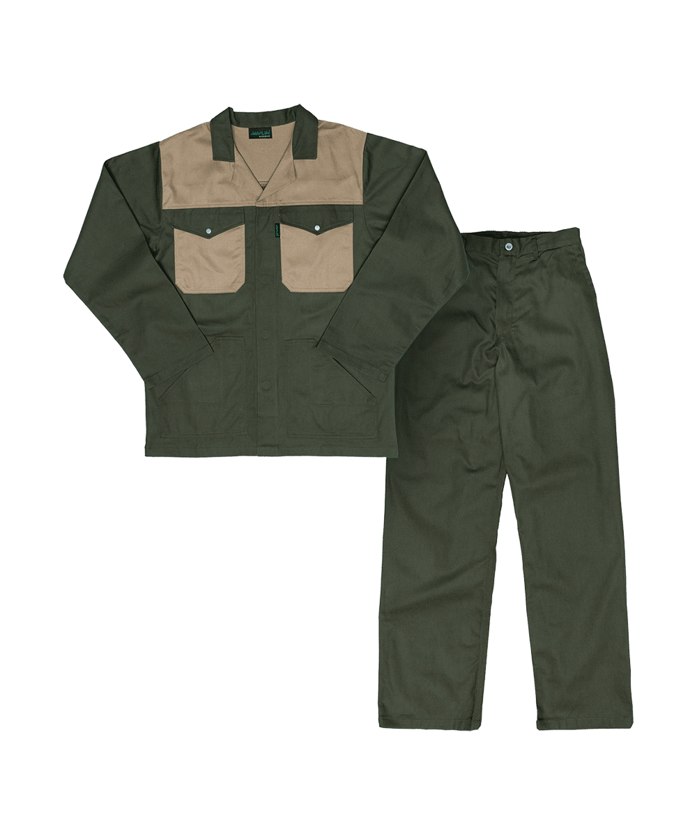 Javlin Two Tone Polycotton Conti Suit - Khaki and Green