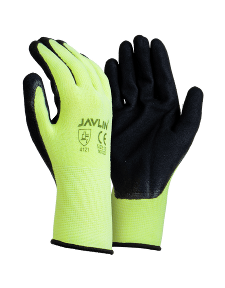 Hi Vis Palm Dipped Double Coated Nitrile Flexi Gloves - Javlin