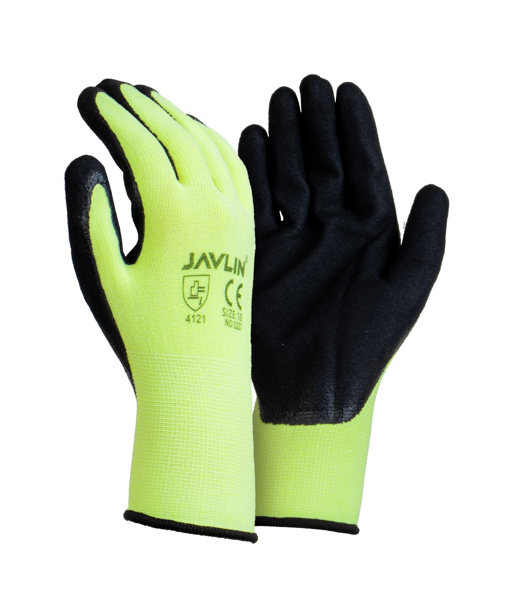 Hi Vis Palm Dipped Double Coated Nitrile Flexi Gloves - Javlin