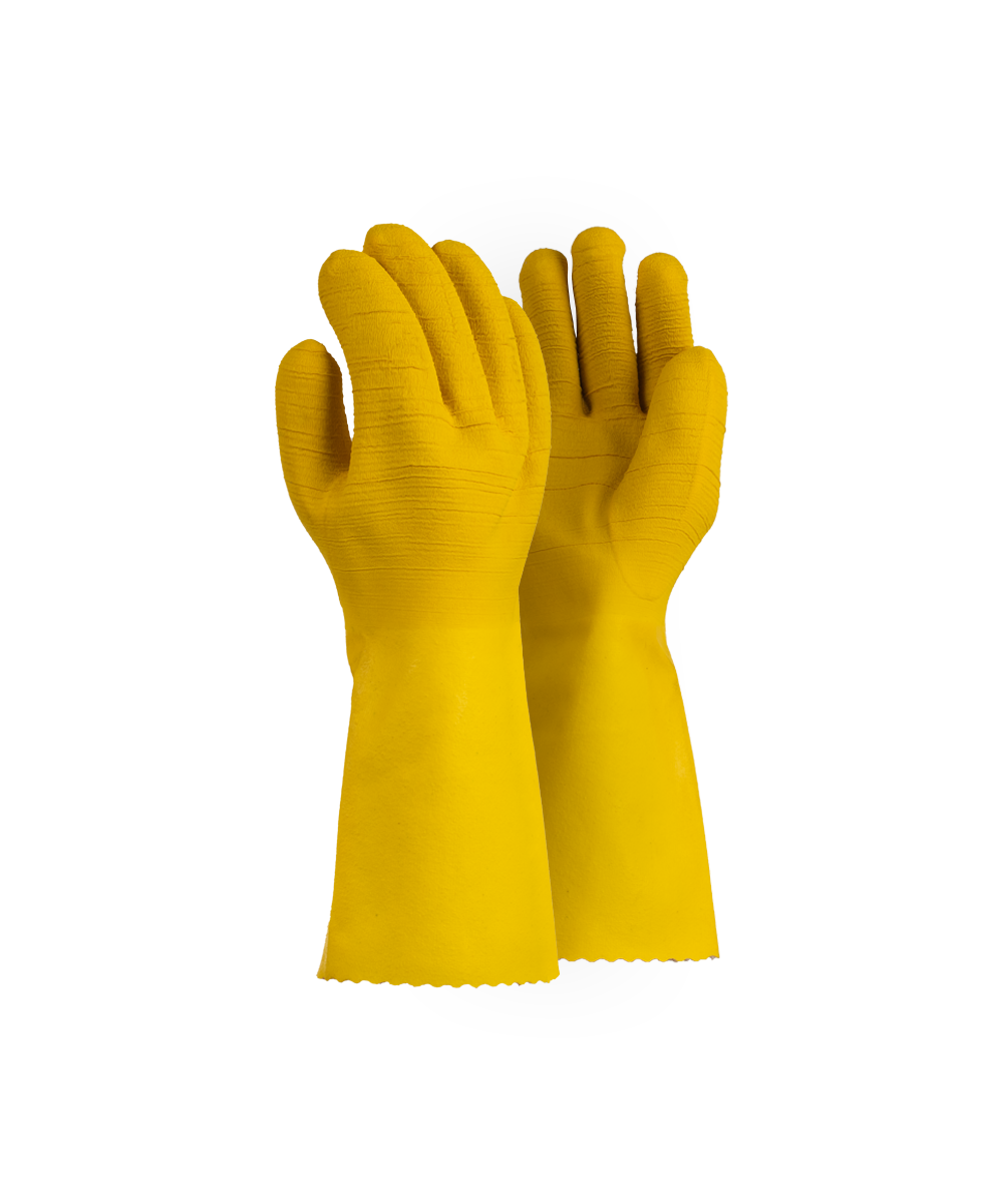 Yellow Commarex Crinkle Latex Glove – Elbow Length 35cm
