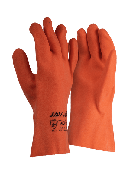 Foam PVC Fluorescent Orange Sandy Finish Gloves