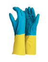 Neoprene Latex Blue/Yellow Glove - bi colour