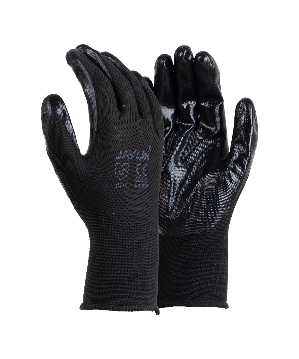 Black Nitrile Coated Gloves - Javlin