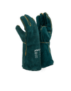 Green Leather Fully Welted Lined Gloves – 15cm Cuff