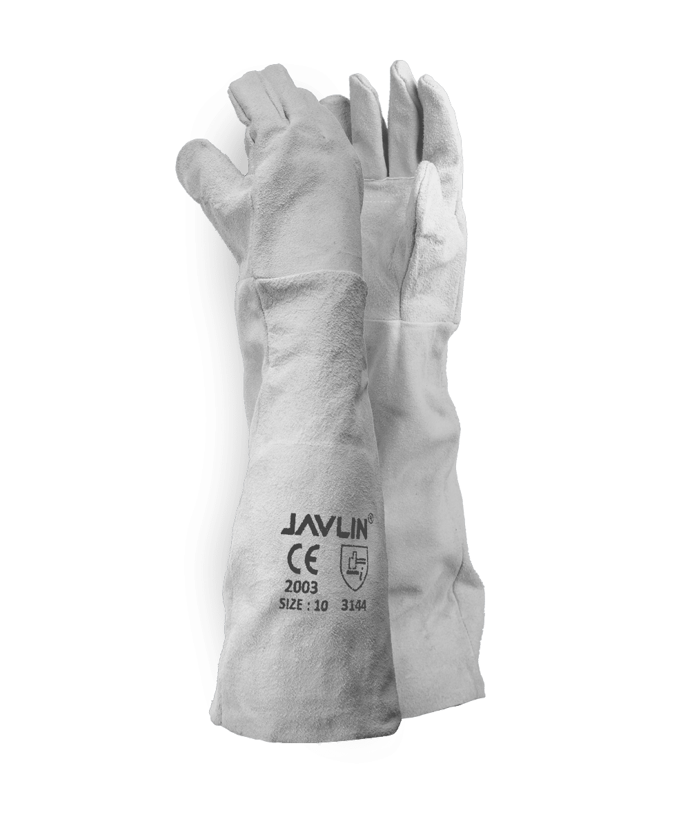 Chrome Leather Double Palm Gloves – 40cm Cuff