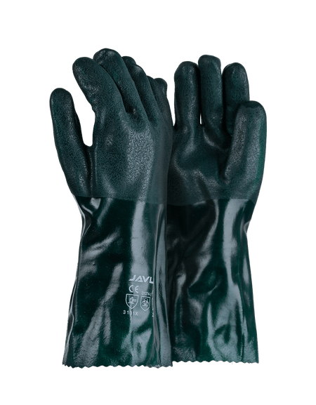 Green PVC Double Dipped Sandy Finish Superior quality Gloves – 35cm
