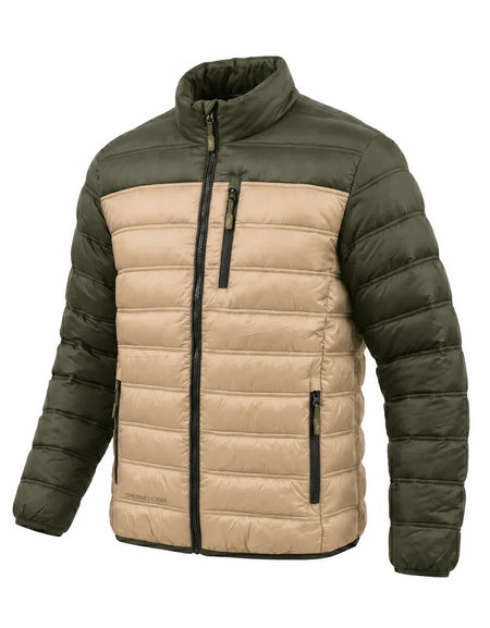 Pinnacle Two tone Puffer Jacket Khaki and Green