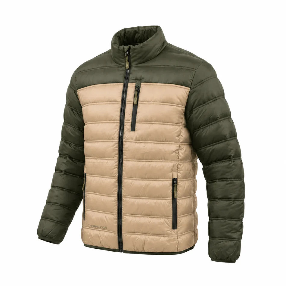 Pinnacle Two tone Puffer Jacket Khaki and Green