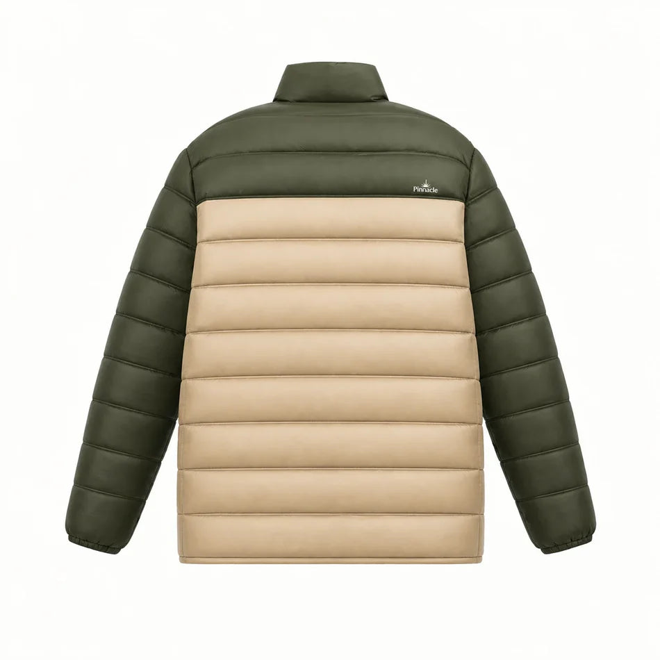 Pinnacle Two tone Puffer Jacket Khaki and Green