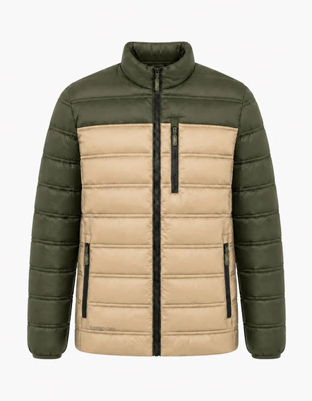 Pinnacle Two tone Puffer Jacket Khaki and Green