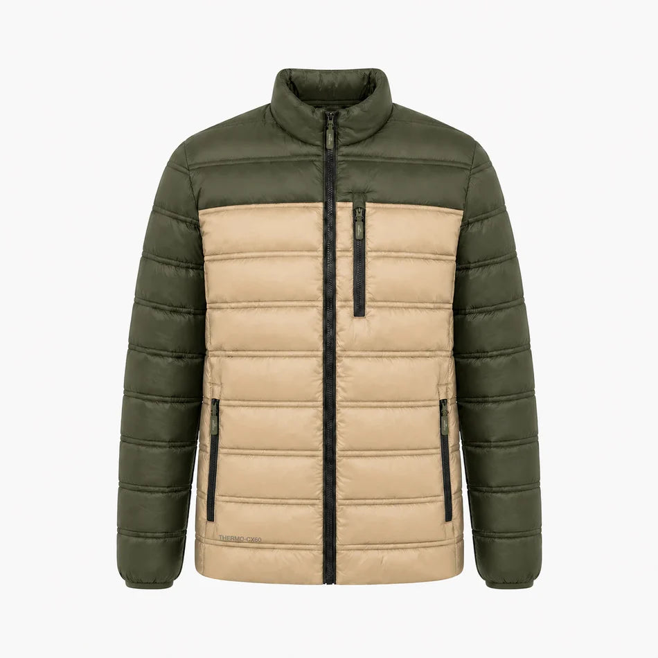 Pinnacle Two tone Puffer Jacket Khaki and Green